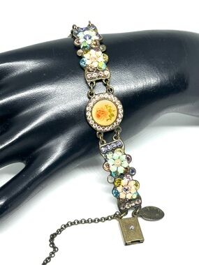 Vintage Michal Negrin Floral Crystal Bracelet